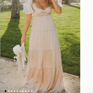 Nicole Maxi Dress - Champagne Luxe Satin